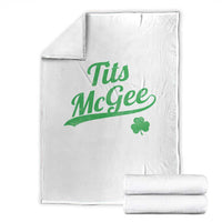 Tits McGee Throw Blanket Funny Womens St Patricks Day Vintage Shamrocks