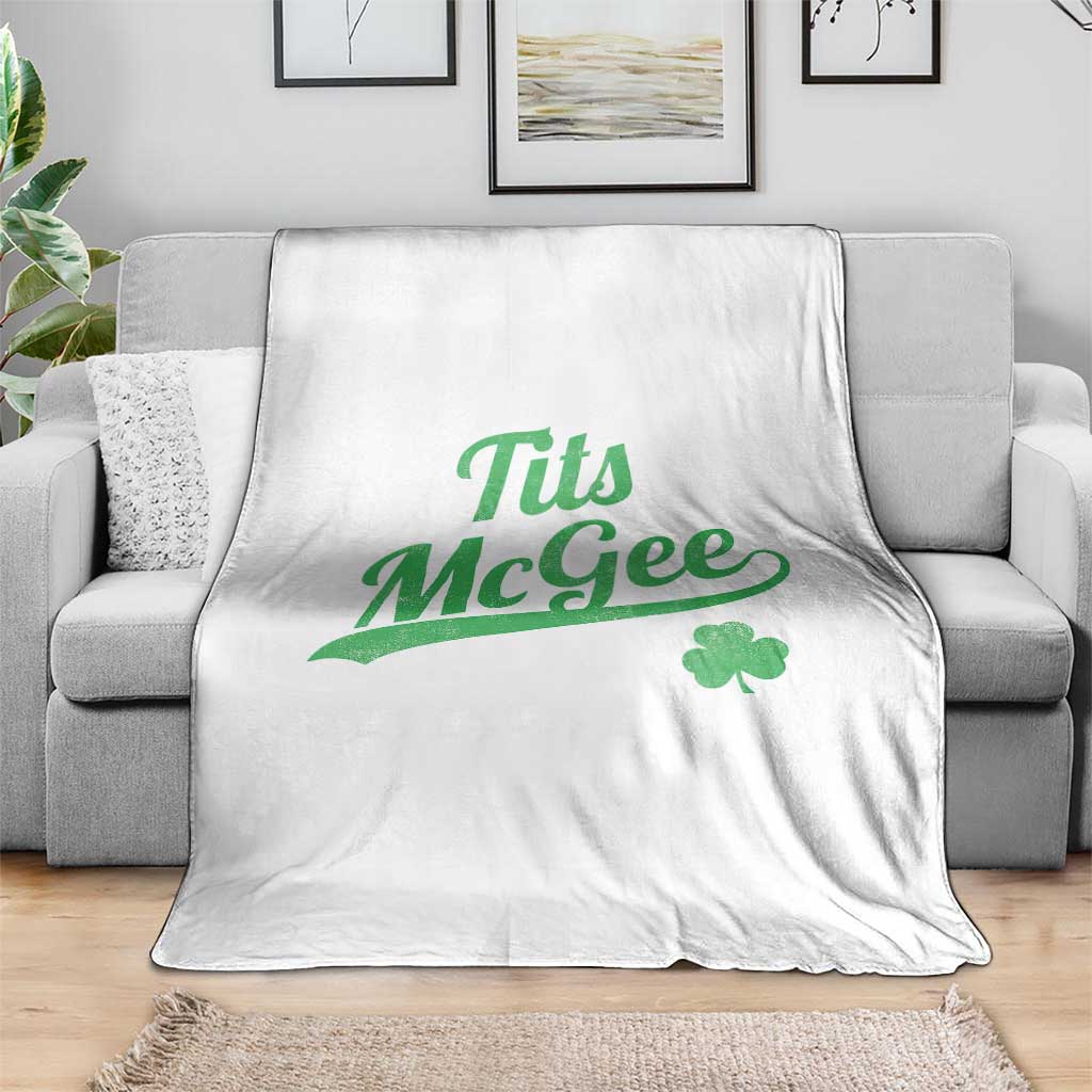 Tits McGee Throw Blanket Funny Womens St Patricks Day Vintage Shamrocks