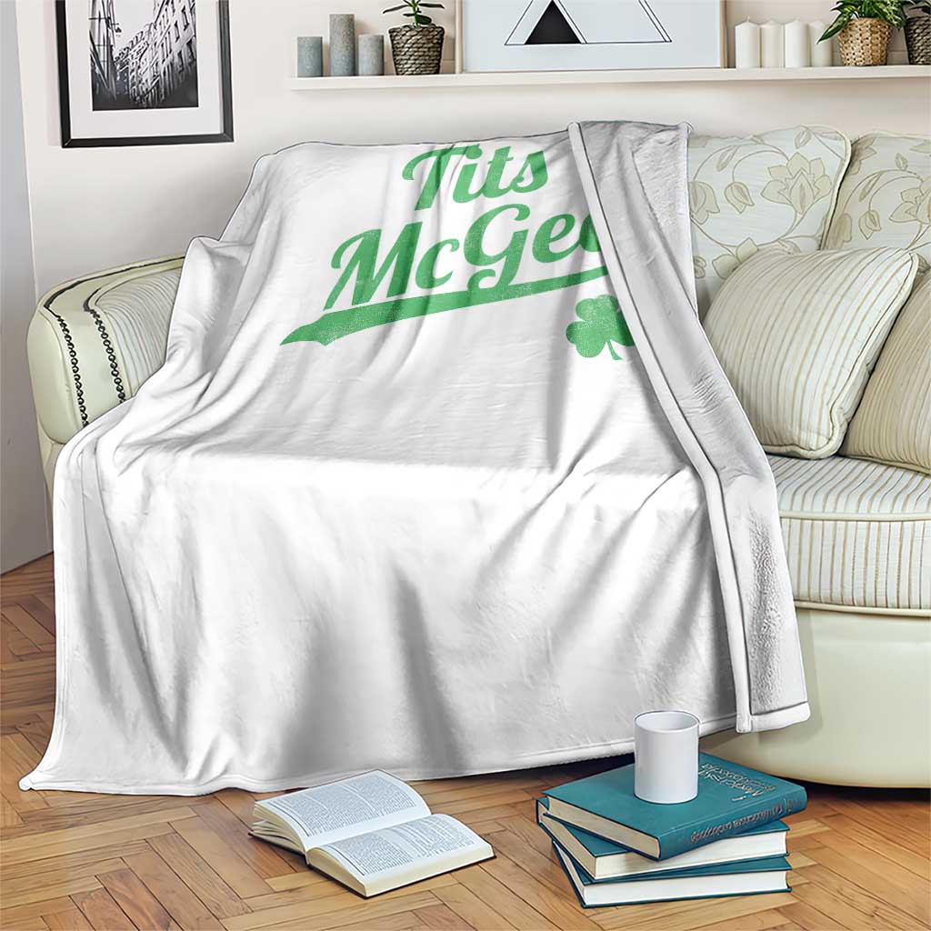 Tits McGee Throw Blanket Funny Womens St Patricks Day Vintage Shamrocks