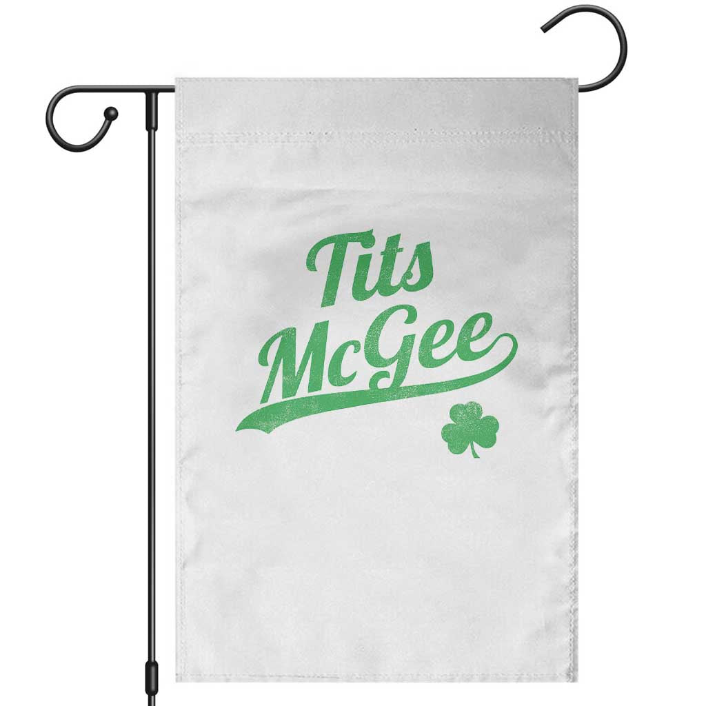 Tits McGee Garden Flag Funny Womens St Patricks Day Vintage Shamrocks