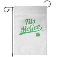 Tits McGee Garden Flag Funny Womens St Patricks Day Vintage Shamrocks