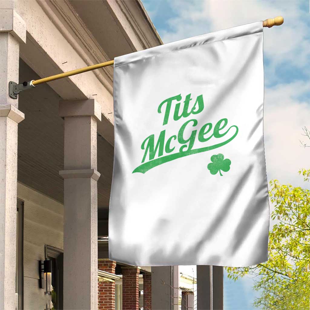 Tits McGee Garden Flag Funny Womens St Patricks Day Vintage Shamrocks