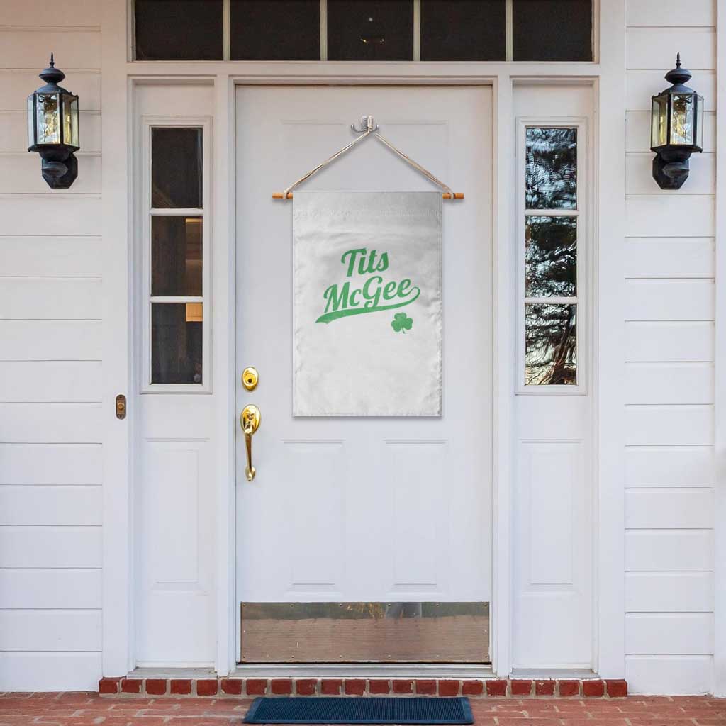 Tits McGee Garden Flag Funny Womens St Patricks Day Vintage Shamrocks