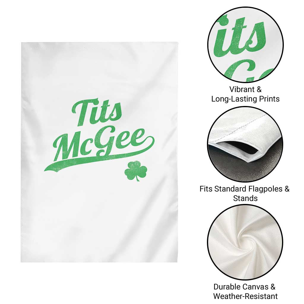 Tits McGee Garden Flag Funny Womens St Patricks Day Vintage Shamrocks