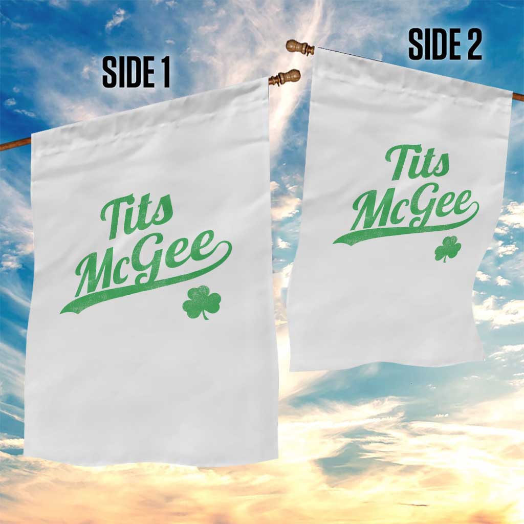 Tits McGee Garden Flag Funny Womens St Patricks Day Vintage Shamrocks