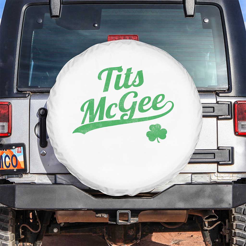 Tits McGee Spare Tire Cover Funny Womens St Patricks Day Vintage Shamrocks