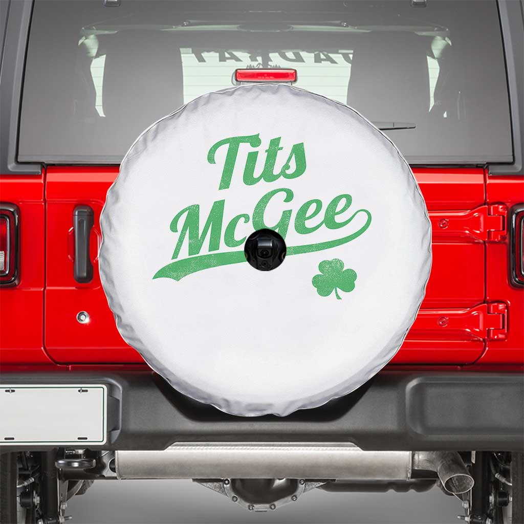 Tits McGee Spare Tire Cover Funny Womens St Patricks Day Vintage Shamrocks