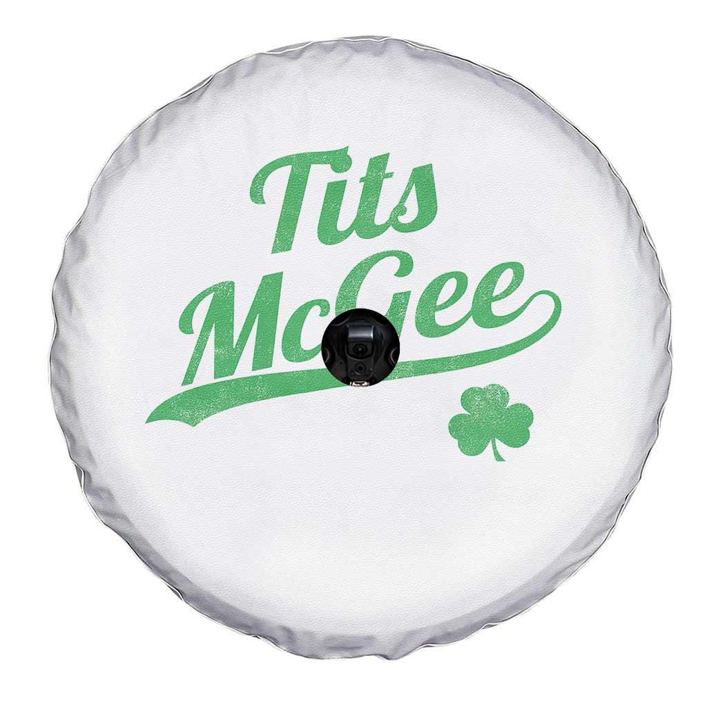 Tits McGee Spare Tire Cover Funny Womens St Patricks Day Vintage Shamrocks