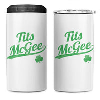 Tits McGee 4 in 1 Can Cooler Tumbler Funny Womens St Patricks Day Vintage Shamrocks