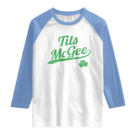 Tits McGee Raglan Shirt Funny Womens St Patricks Day Vintage Shamrocks