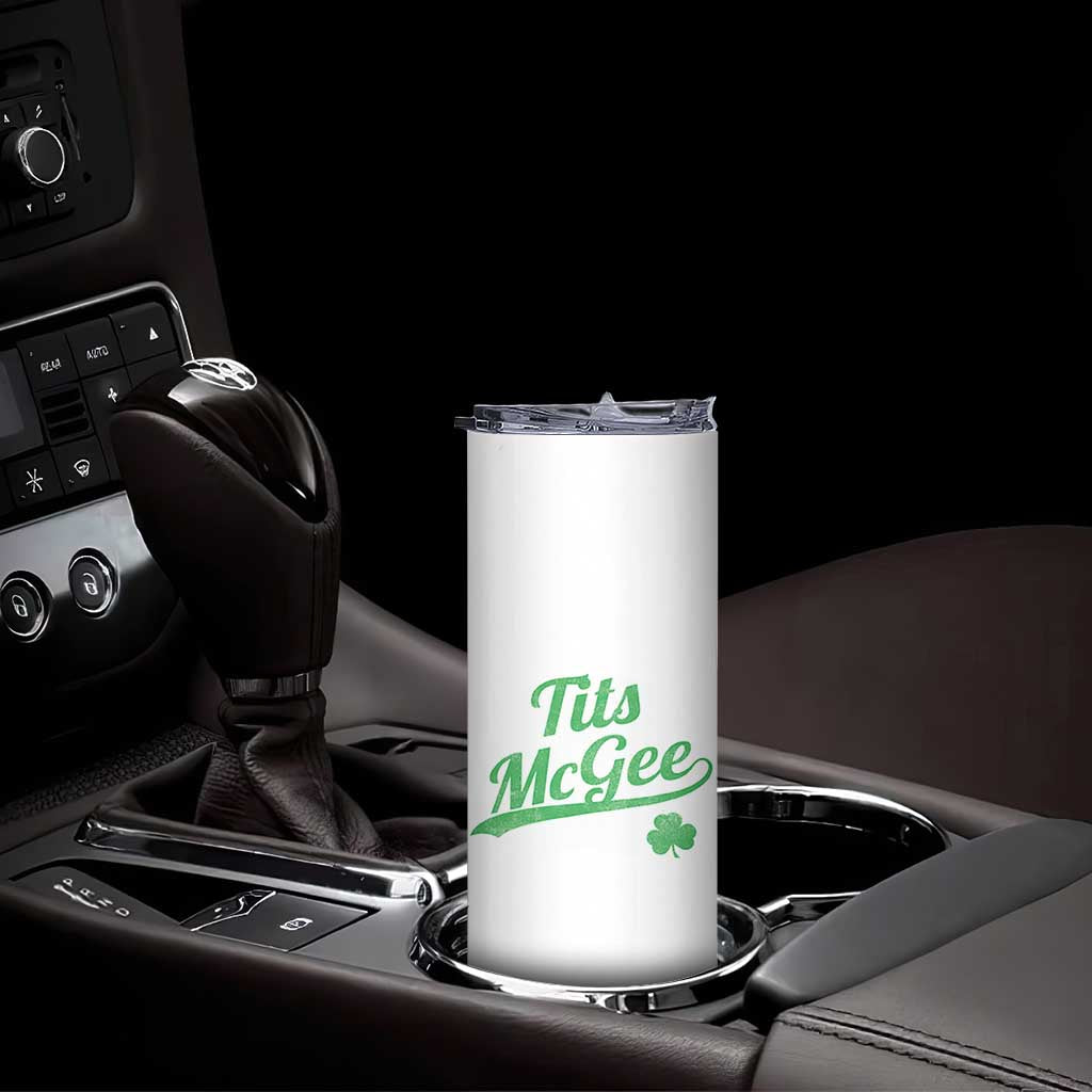 Tits McGee Skinny Tumbler Funny Womens St Patricks Day Vintage Shamrocks
