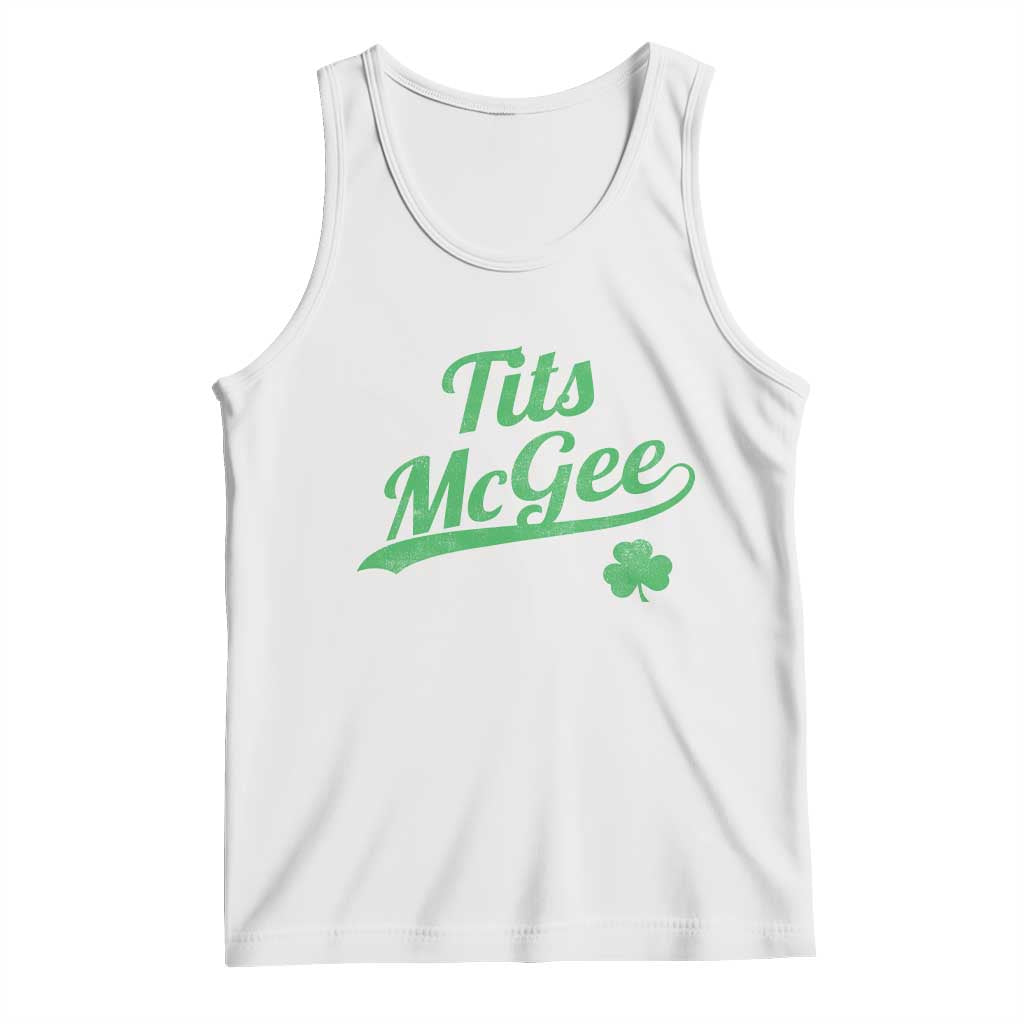 Tits McGee Tank Top Funny Womens St Patricks Day Vintage Shamrocks