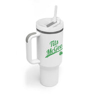 Tits McGee Tumbler With Handle Funny Womens St Patricks Day Vintage Shamrocks