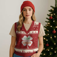 Funny St Patricks Day I Am The Ginger V-Neck Knit Sweater Vest Irish Redhead Shamrock