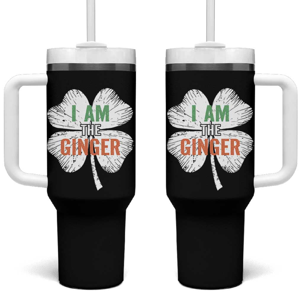 Funny St Patricks Day I Am The Ginger Tumbler With Handle Irish Redhead Shamrock