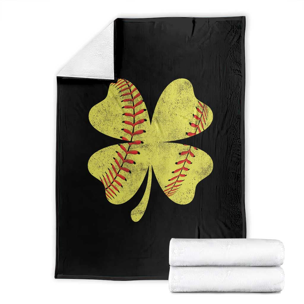 Softball St Patricks Day Irish Clover Sport Throw Blanket