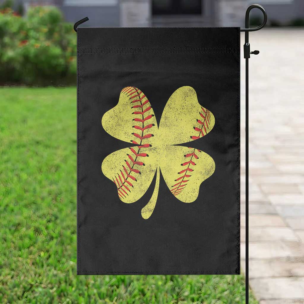 Softball St Patricks Day Irish Clover Sport Garden Flag