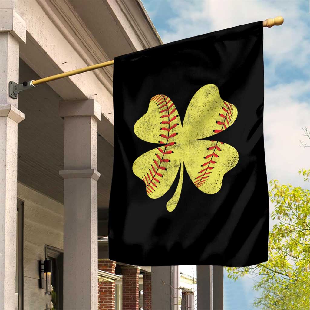 Softball St Patricks Day Irish Clover Sport Garden Flag