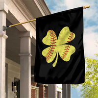 Softball St Patricks Day Irish Clover Sport Garden Flag