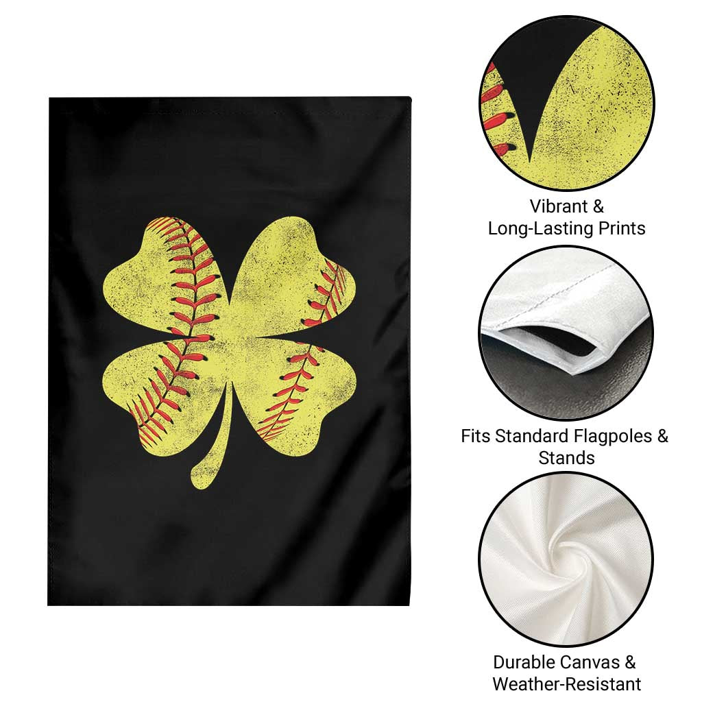 Softball St Patricks Day Irish Clover Sport Garden Flag