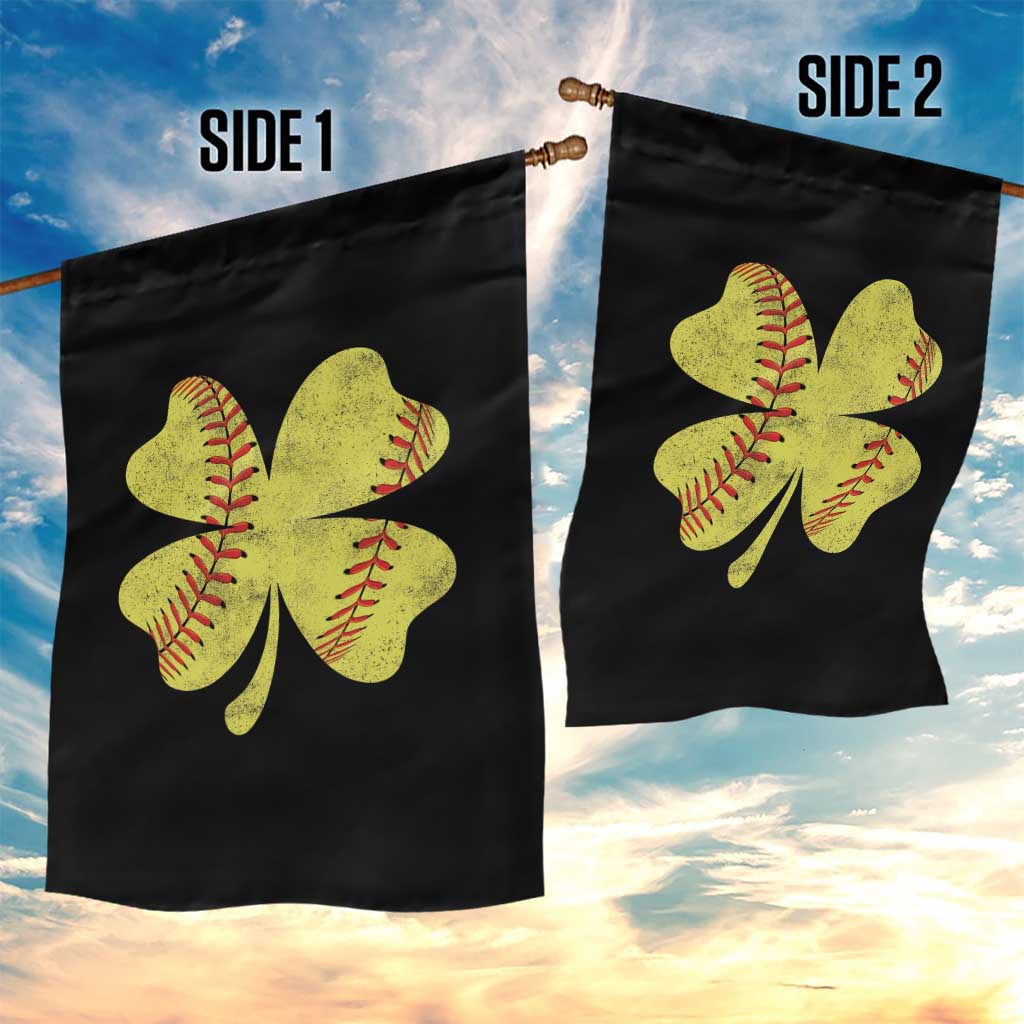 Softball St Patricks Day Irish Clover Sport Garden Flag