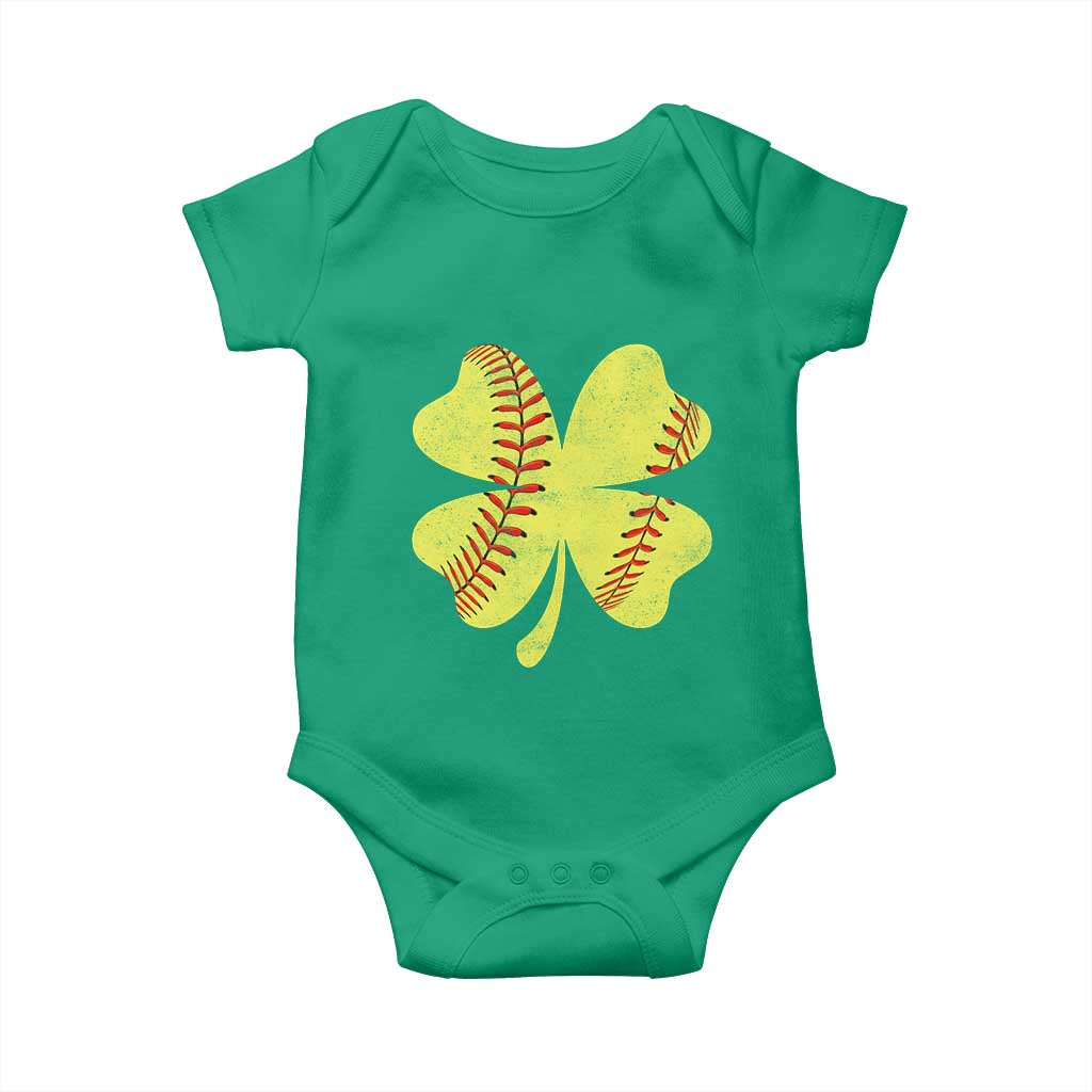 Softball St Patricks Day Irish Clover Sport Baby Onesie