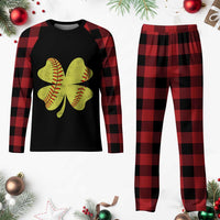 Softball St Patricks Day Irish Clover Sport Plaid Pajama Set
