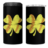 Softball St Patricks Day Irish Clover Sport 4 in 1 Can Cooler Tumbler