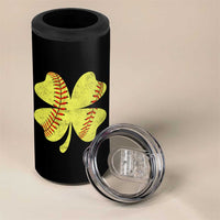 Softball St Patricks Day Irish Clover Sport 4 in 1 Can Cooler Tumbler