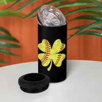 Softball St Patricks Day Irish Clover Sport 4 in 1 Can Cooler Tumbler