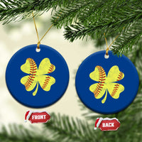 Softball St Patricks Day Irish Clover Sport Ceramic Ornament