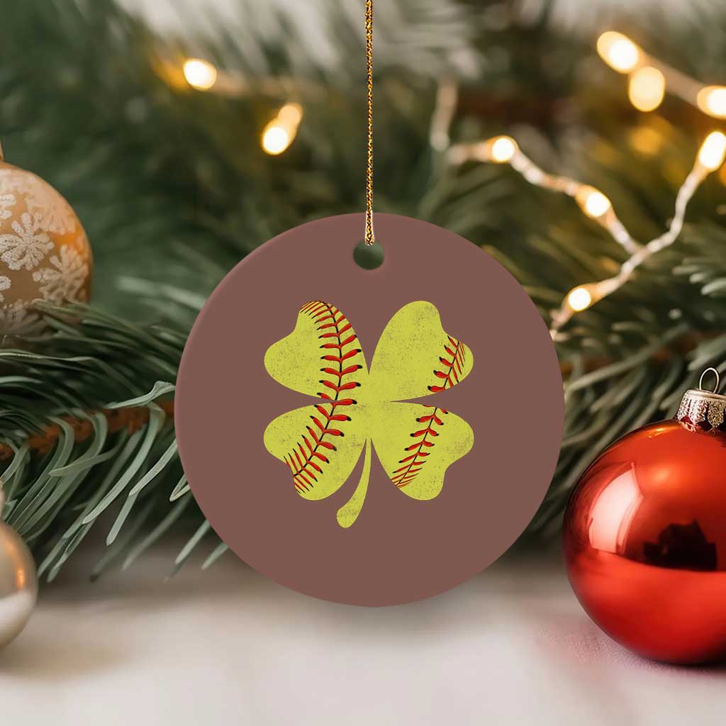 Softball St Patricks Day Irish Clover Sport Ceramic Ornament