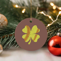 Softball St Patricks Day Irish Clover Sport Ceramic Ornament