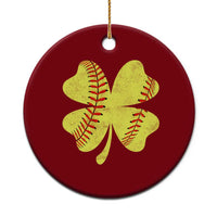 Softball St Patricks Day Irish Clover Sport Ceramic Ornament
