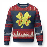 Softball St Patricks Day Irish Clover Sport Ugly Christmas Sweater