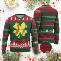 Softball St Patricks Day Irish Clover Sport Ugly Christmas Sweater