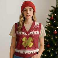 Softball St Patricks Day Irish Clover Sport V-Neck Knit Sweater Vest