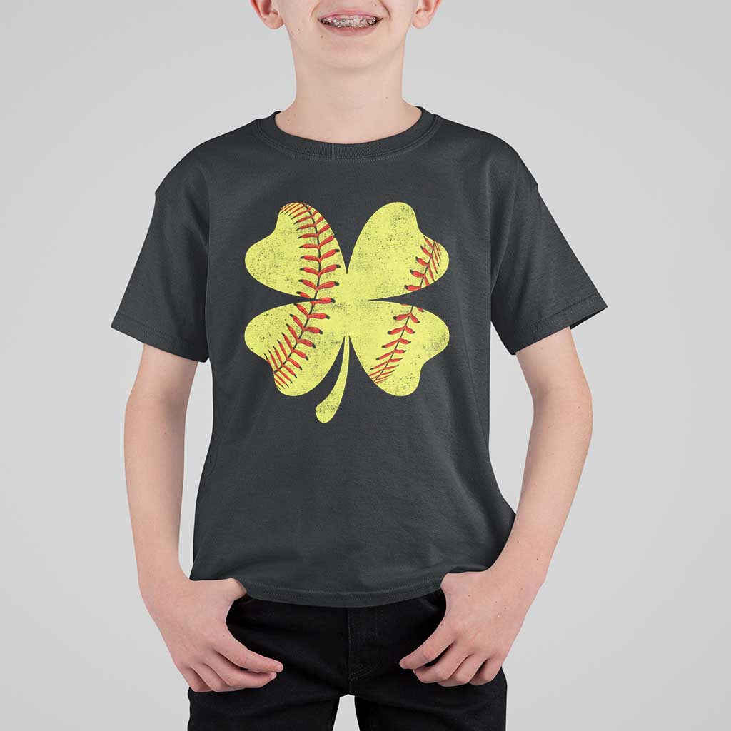 Softball St Patricks Day Irish Clover Sport T Shirt For Kid