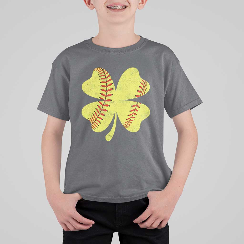 Softball St Patricks Day Irish Clover Sport T Shirt For Kid