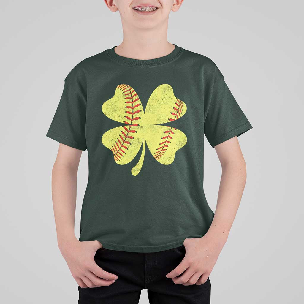 Softball St Patricks Day Irish Clover Sport T Shirt For Kid