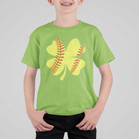 Softball St Patricks Day Irish Clover Sport T Shirt For Kid