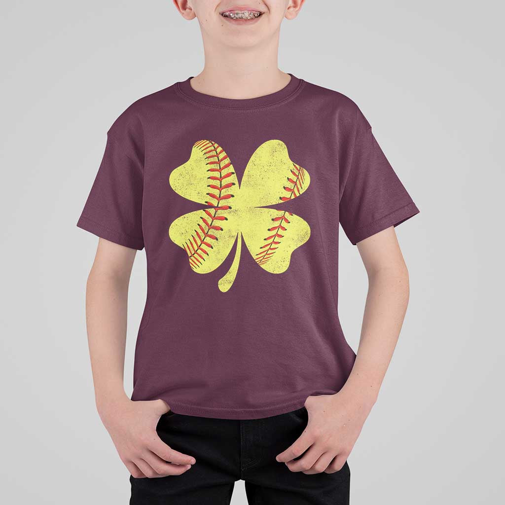 Softball St Patricks Day Irish Clover Sport T Shirt For Kid