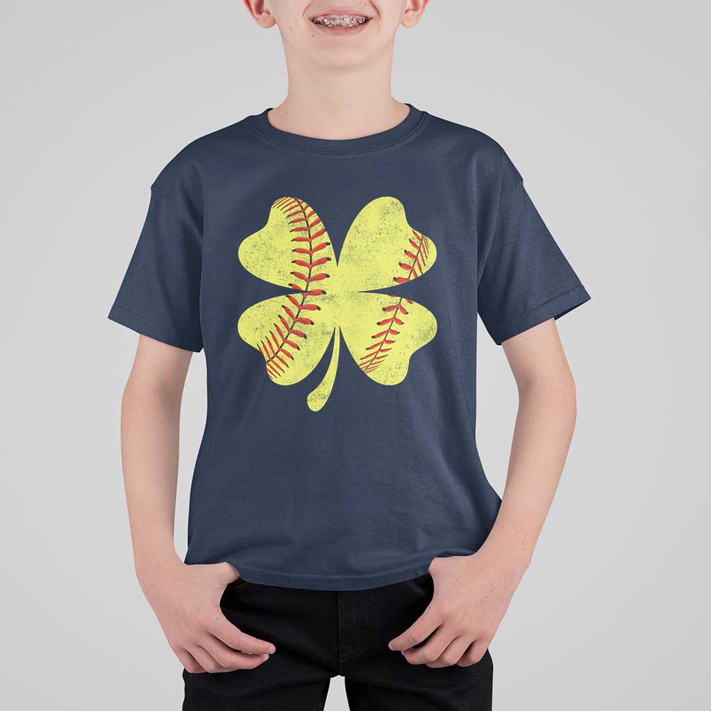 Softball St Patricks Day Irish Clover Sport T Shirt For Kid