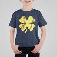 Softball St Patricks Day Irish Clover Sport T Shirt For Kid