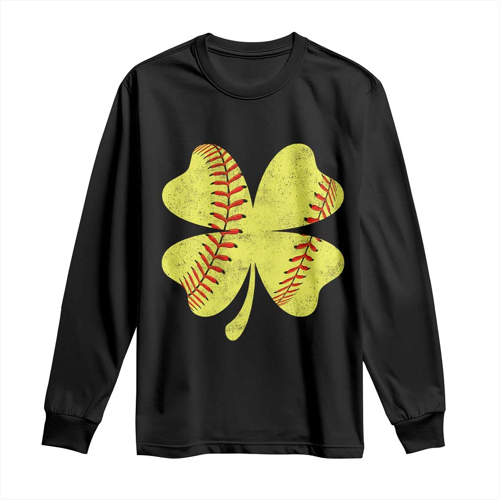 Softball St Patricks Day Irish Clover Sport Long Sleeve Shirt