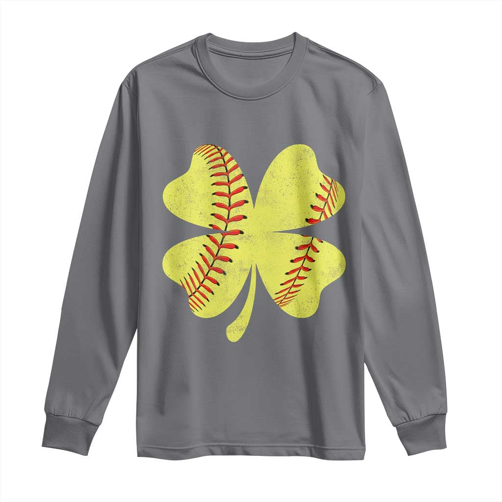 Softball St Patricks Day Irish Clover Sport Long Sleeve Shirt