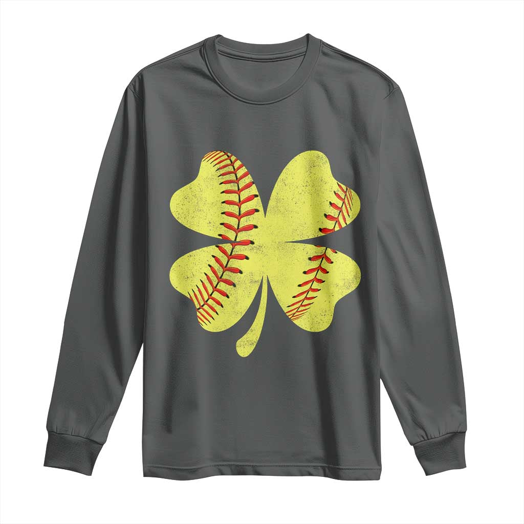 Softball St Patricks Day Irish Clover Sport Long Sleeve Shirt
