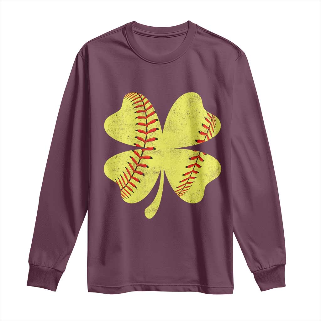 Softball St Patricks Day Irish Clover Sport Long Sleeve Shirt