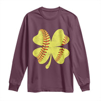 Softball St Patricks Day Irish Clover Sport Long Sleeve Shirt