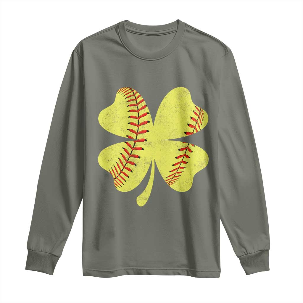 Softball St Patricks Day Irish Clover Sport Long Sleeve Shirt